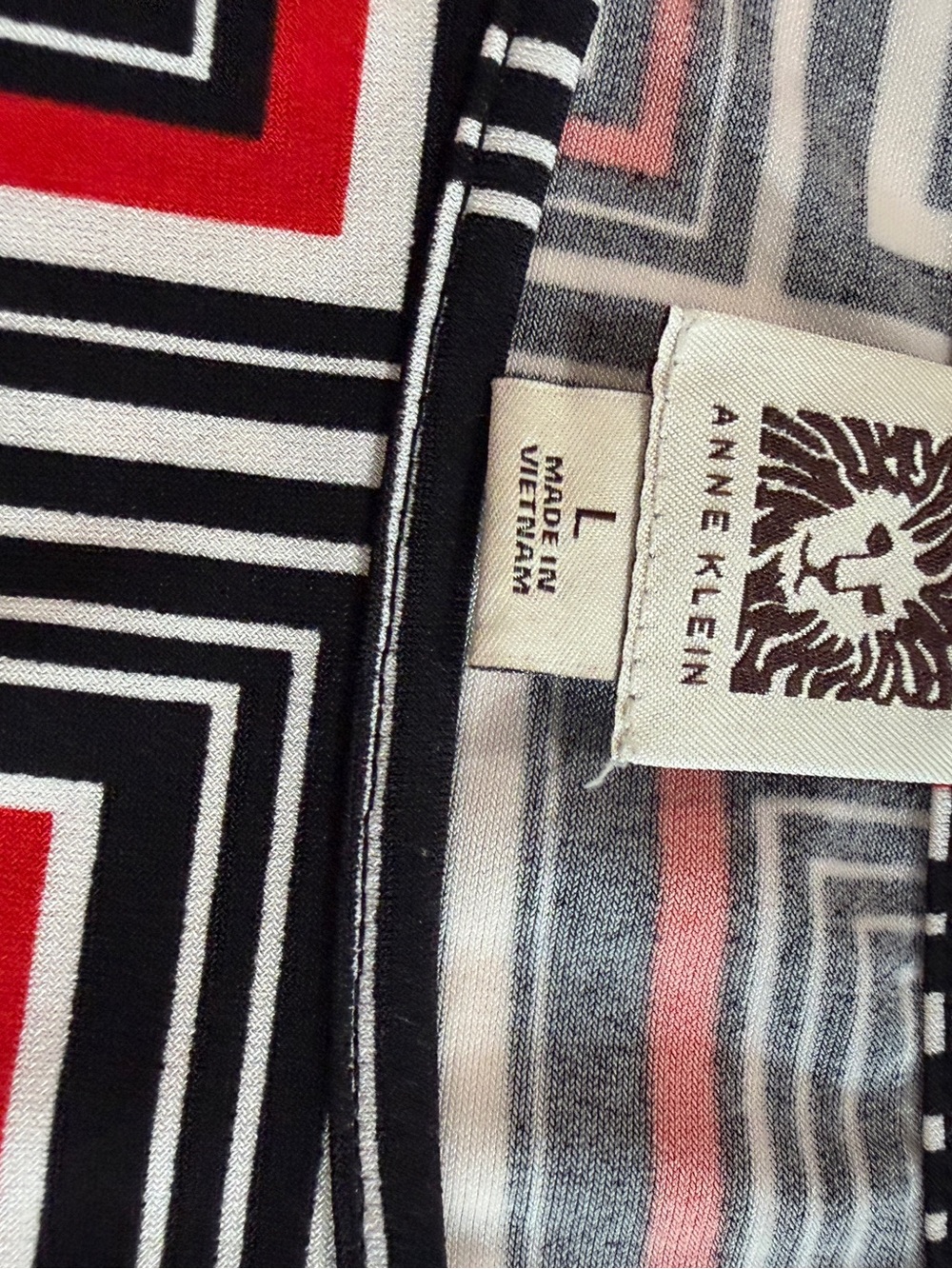 Anne Klein Red Black and White Geometric Midi Dress - Picture 11 of 11